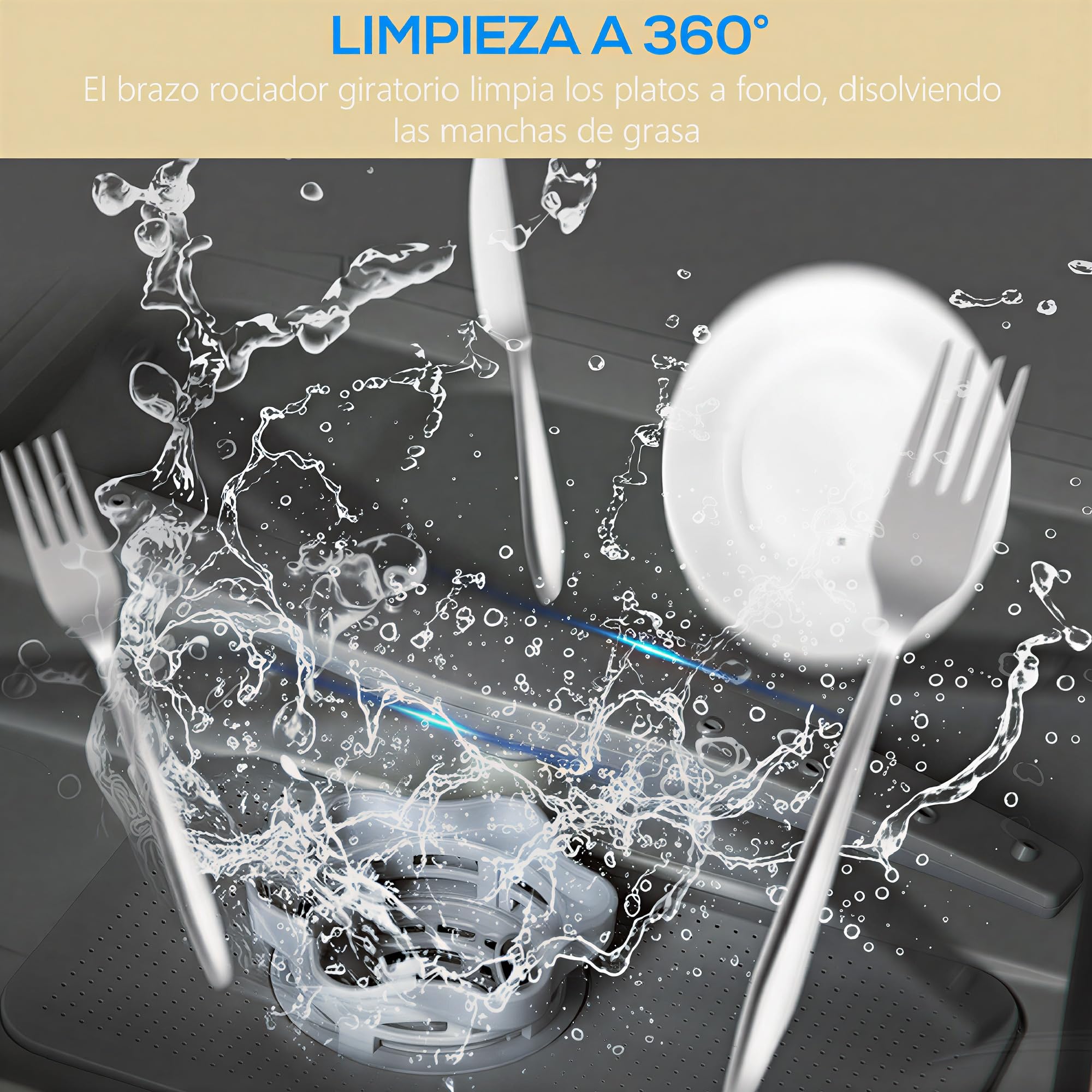 HOMCOM Lavavajillas de Encimera Pequeño con 5+1 Programas, ECO, Depósito de Agua 6L, Dos Modos de Suministro, Pantalla LED para Cocina y Apartamentos
