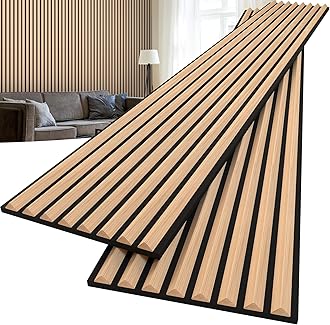 2-Pcs 94.5"x11.02" Triangular Slat Wood Panels for Interior Wall Decoration,Wooden Slat Panels for Noise Reduction,Sound Panels with Solid Wood Veneer,Acoustic Panels for Home,Office,Natural Oak