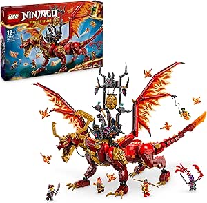 LEGO NINJAGO Drago-Sorgente del Movimento, Figura Giocattolo Snodabili da Costruire, Giochi d&#39;Avventura per Bambini e Bambine da 12 Anni con 6 Minifigure con Spade e Accessori, Idee Regalo 71822