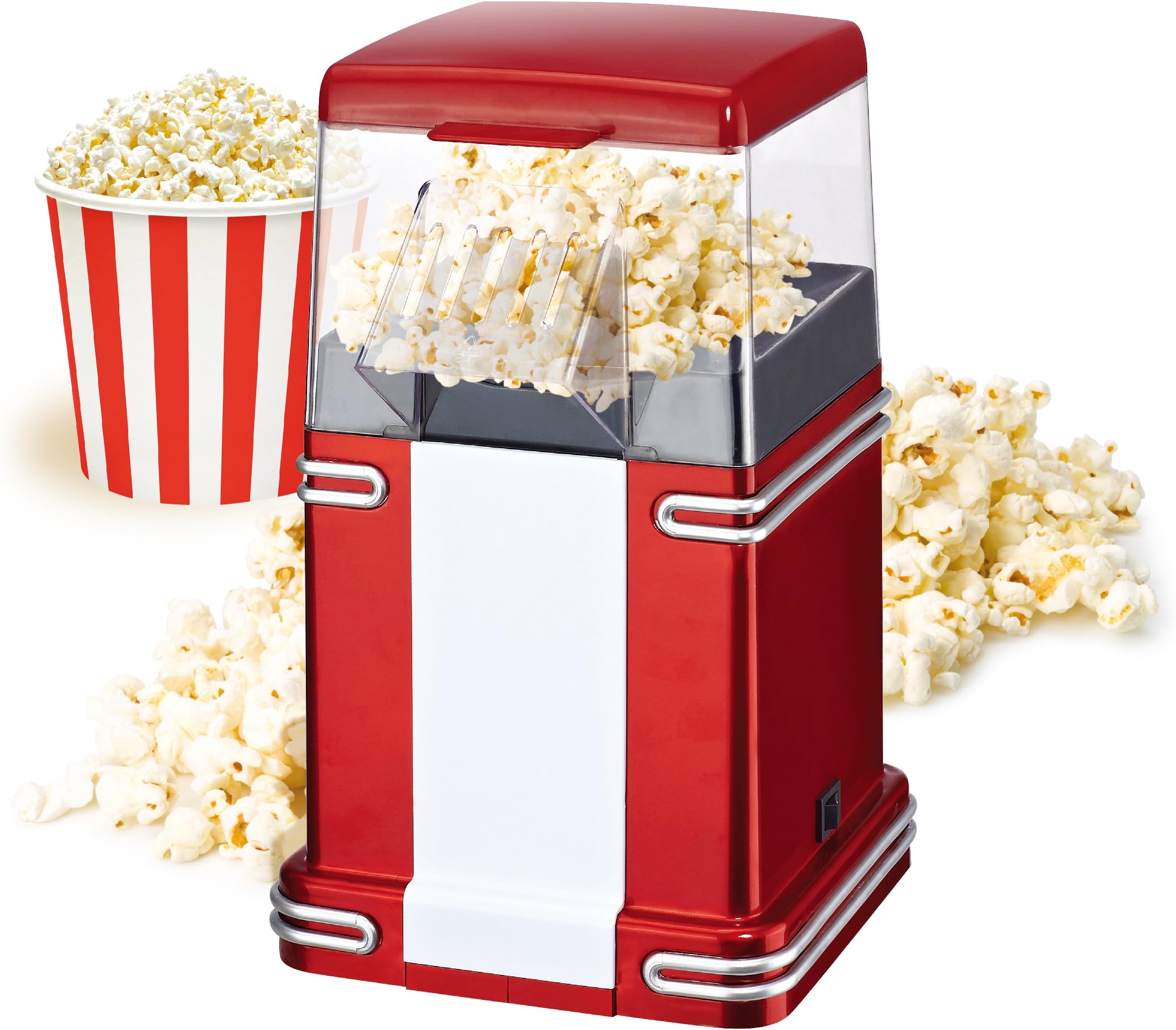 mini chef electric tandoor Classic Style Popcorn Maker Jumbo Size for Large Quantity (Red)