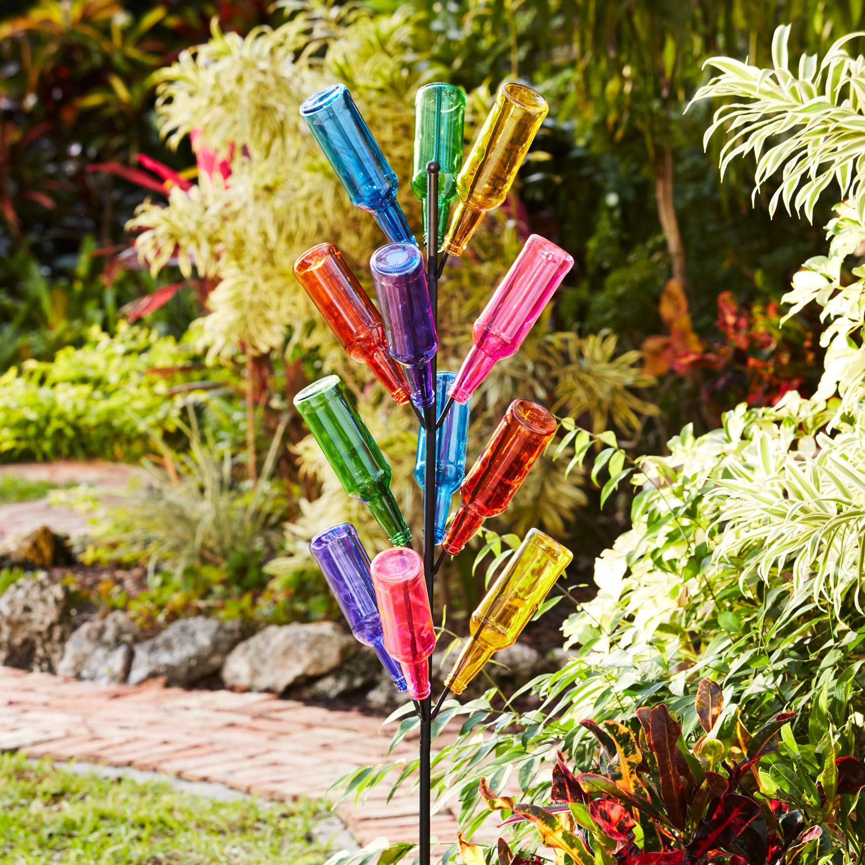 BrylaneHome Classic Glass Bottle Tree 63-Inch