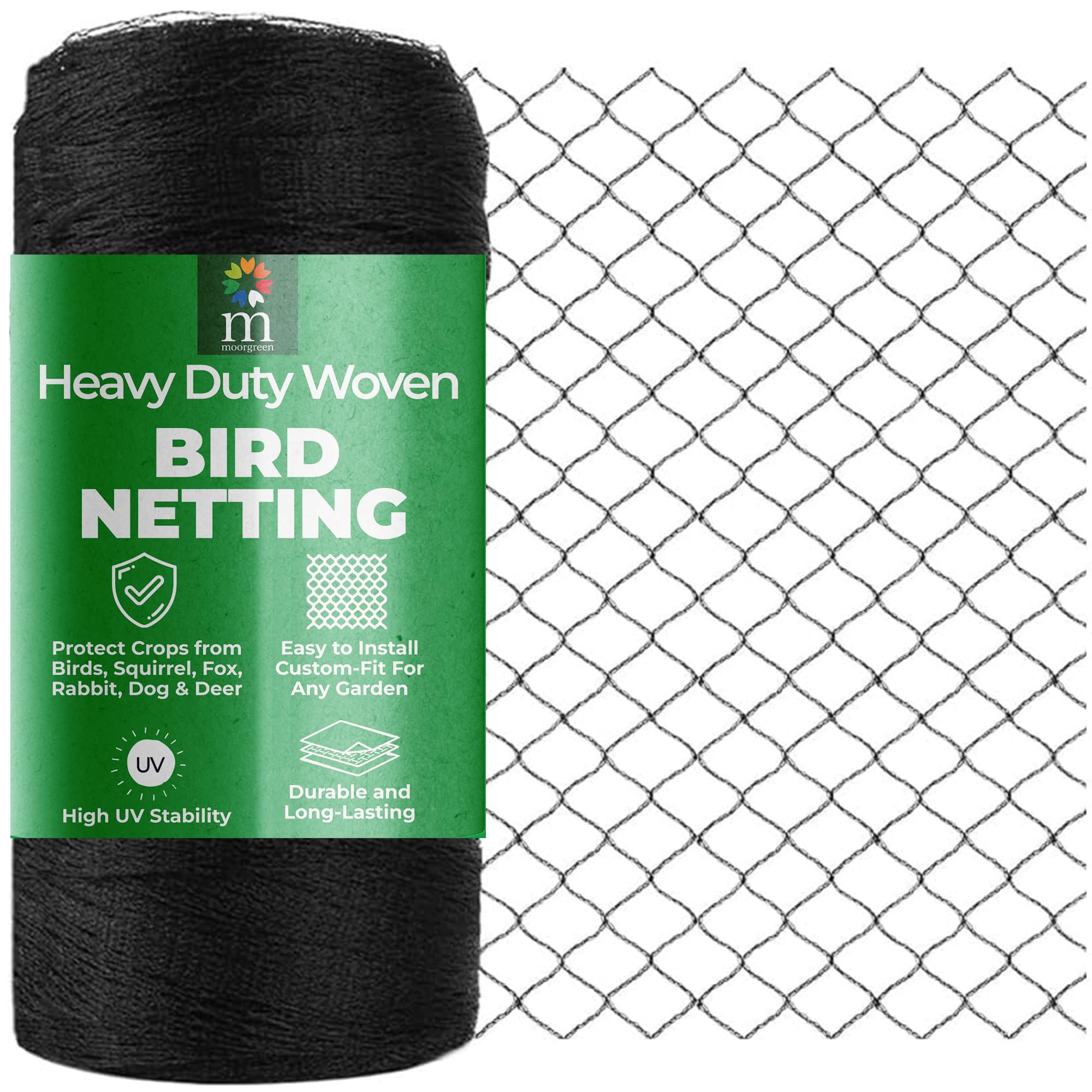 Moorgreen Anti Bird Netting for Garden & Fruit Trees – Heavy Duty Garden Net Protects Plants, Crops & Fish Ponds – UV Resistant & Reusable Mesh Net (2m x 20m)