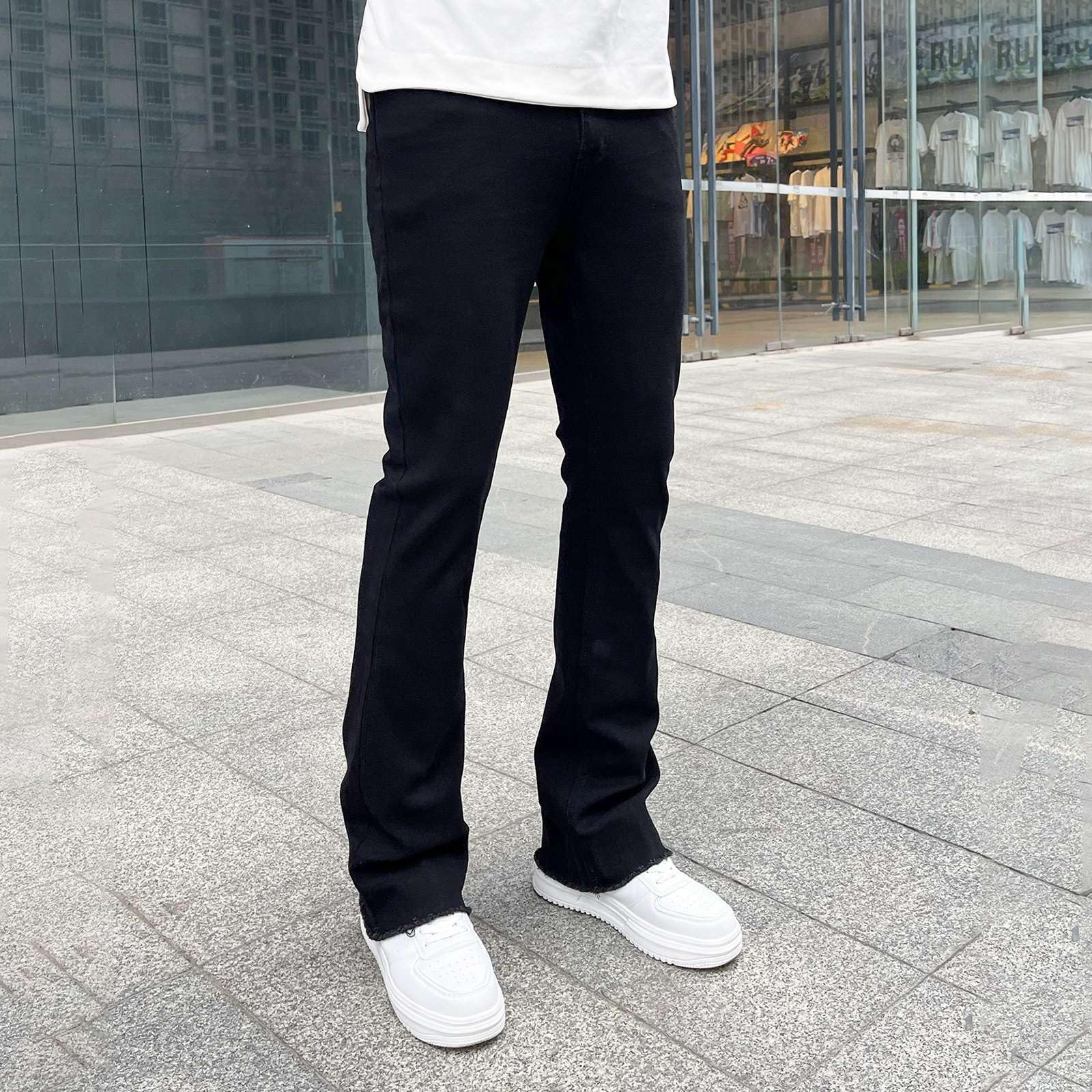 Jeans da Uomo Strappati, Pantaloni Jeans Uomo Elasticizzati Pantaloni in Denim Stretch Pantaloni Casual con Design a Spruzzo di Inchiostro Jeans Uomo Taglie Forti Jeans Moto Hip-Hop Ragazzo Regalo