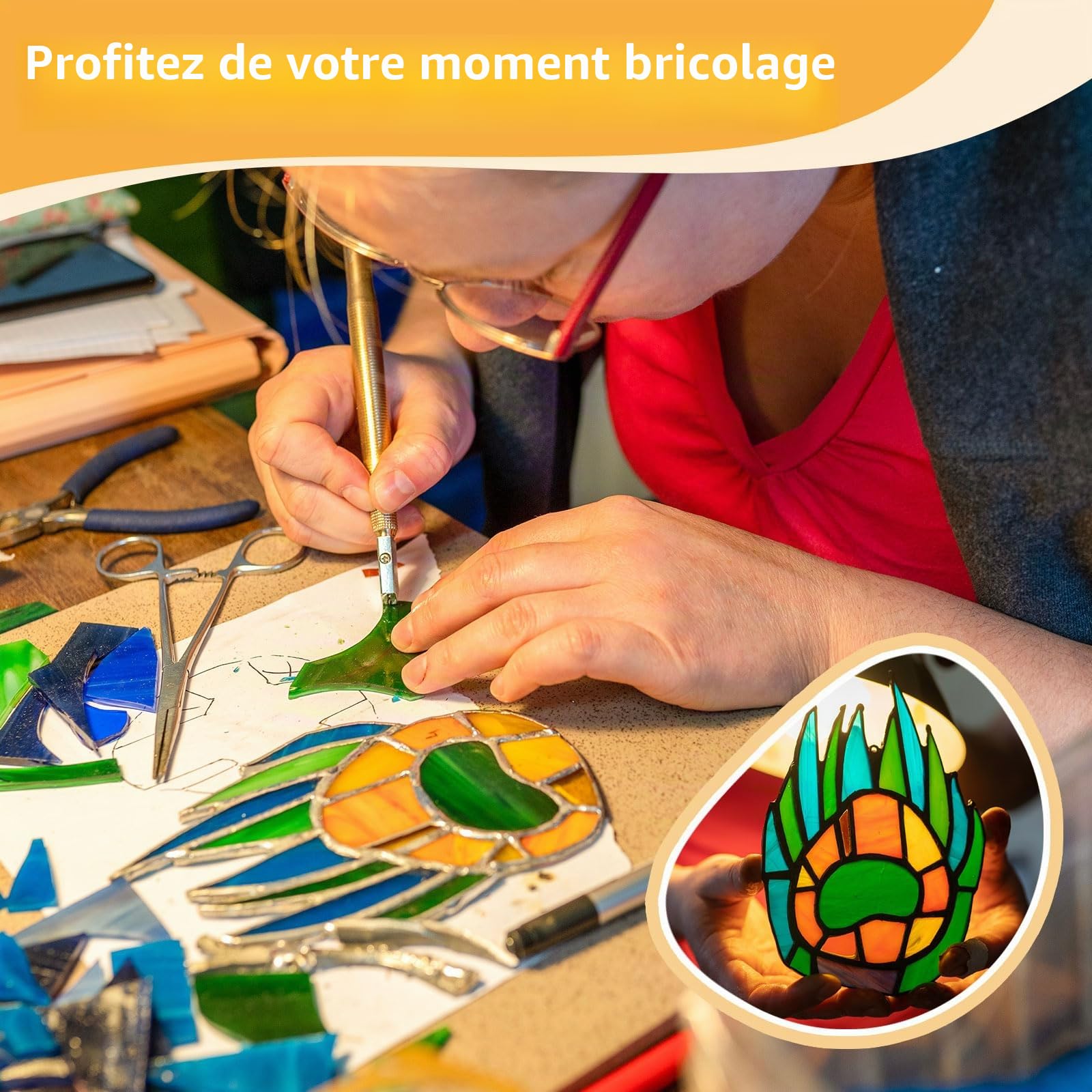 sourcing map Lot de 8 feuilles de verre vitrail, 10,2 x 15,2 cm, variété de carreaux de mosaïque pour projets de bricolage, décoration d'intérieur, série verte