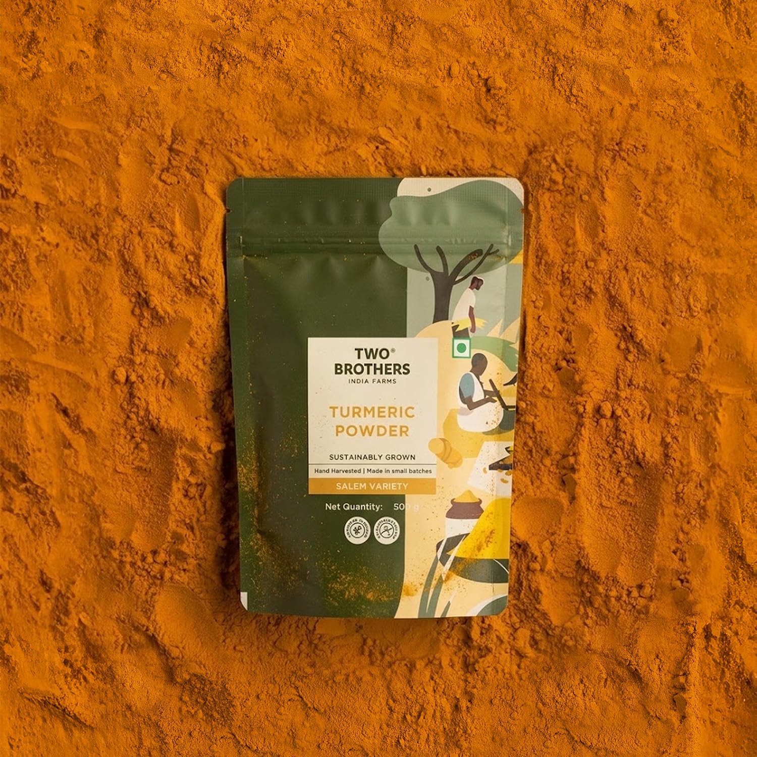 TWO BROTHERS INDIA FARMS - Salem Turmeric Powder (100 gm) | Haldi Powder | Supports Skin Health | Ground Turmeric Powder 2