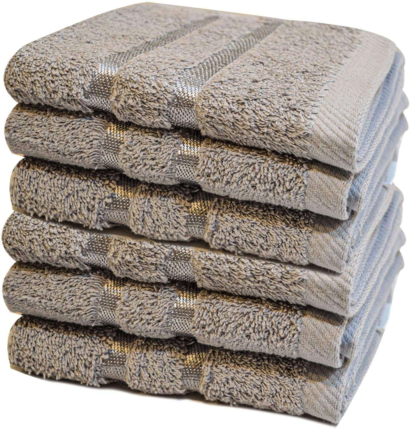 Towelogy® Luxury Egyptian Cotton Face Cloth Flannel Fingertip Towels Set 500 GSM Supersoft and Highly Absorbent Washcloths 30x30 cm (Pack 3, Silver)