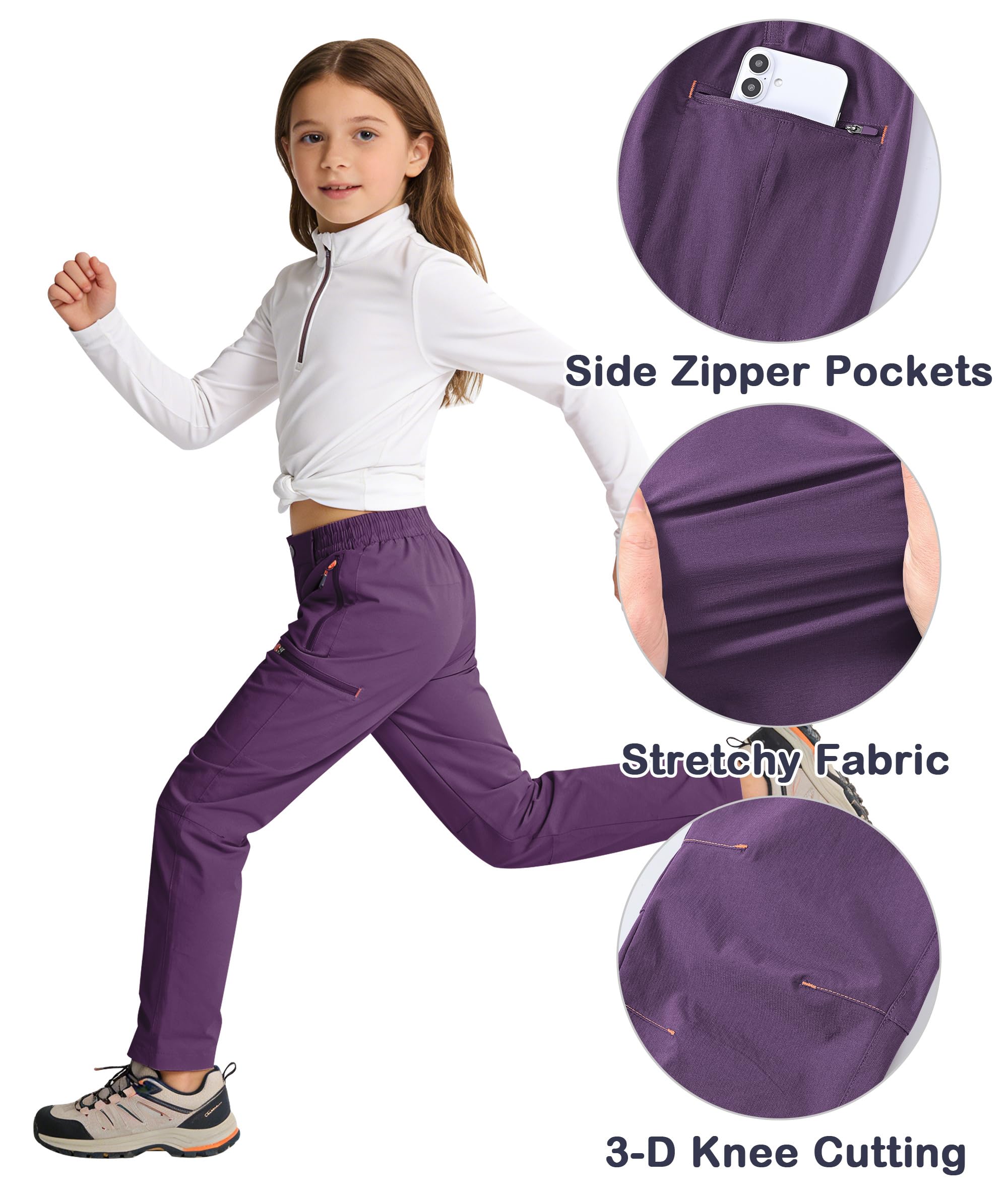 Wanderhose Kinder Wasserdicht Trekkinghose Jungen Schnelltrocknend Outdoorhose Mädchen mit Reißverschlusstaschen