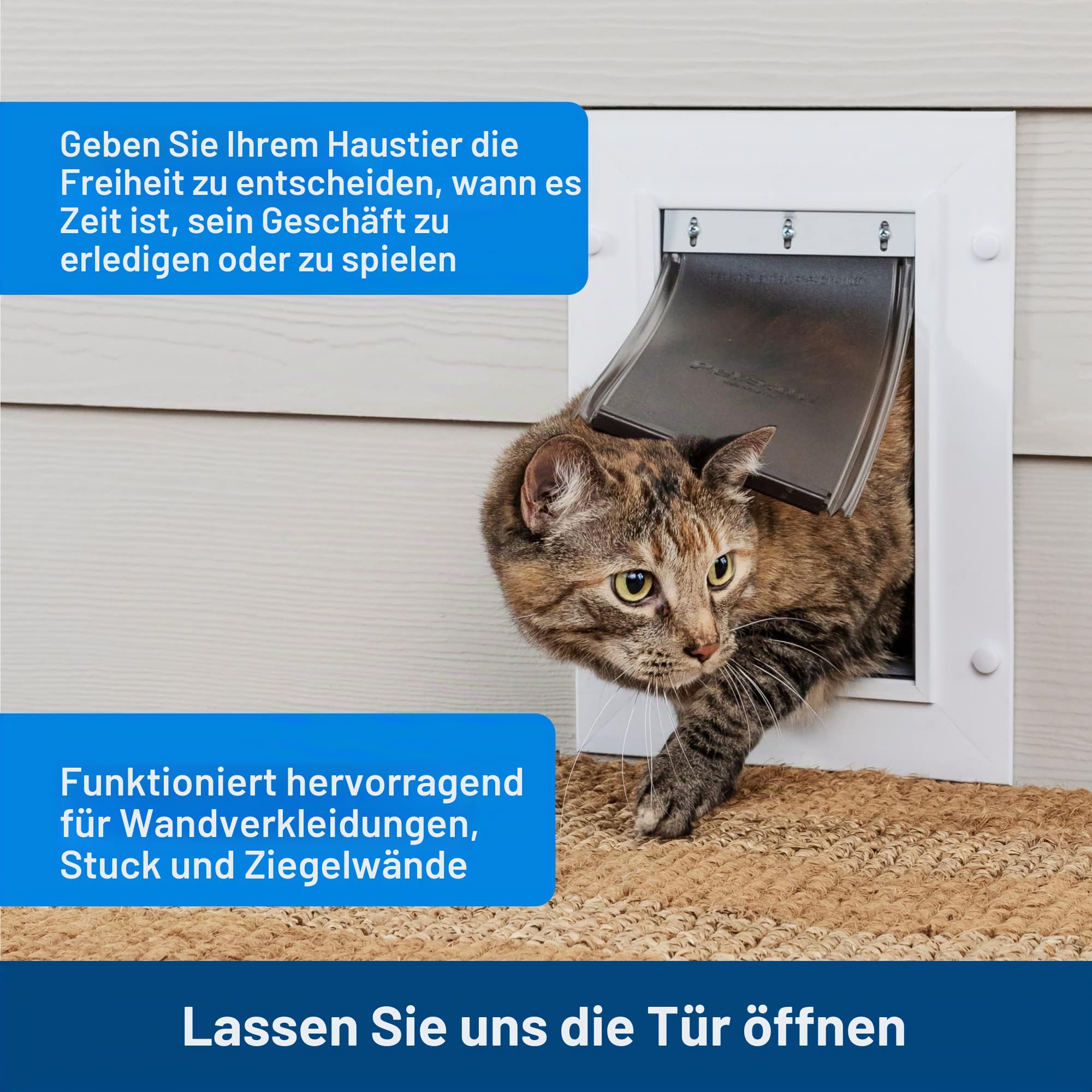 PetSafe Haustiertür für Hunde und Katzen, mit Teleskop-Tunnel, Weiß, groß