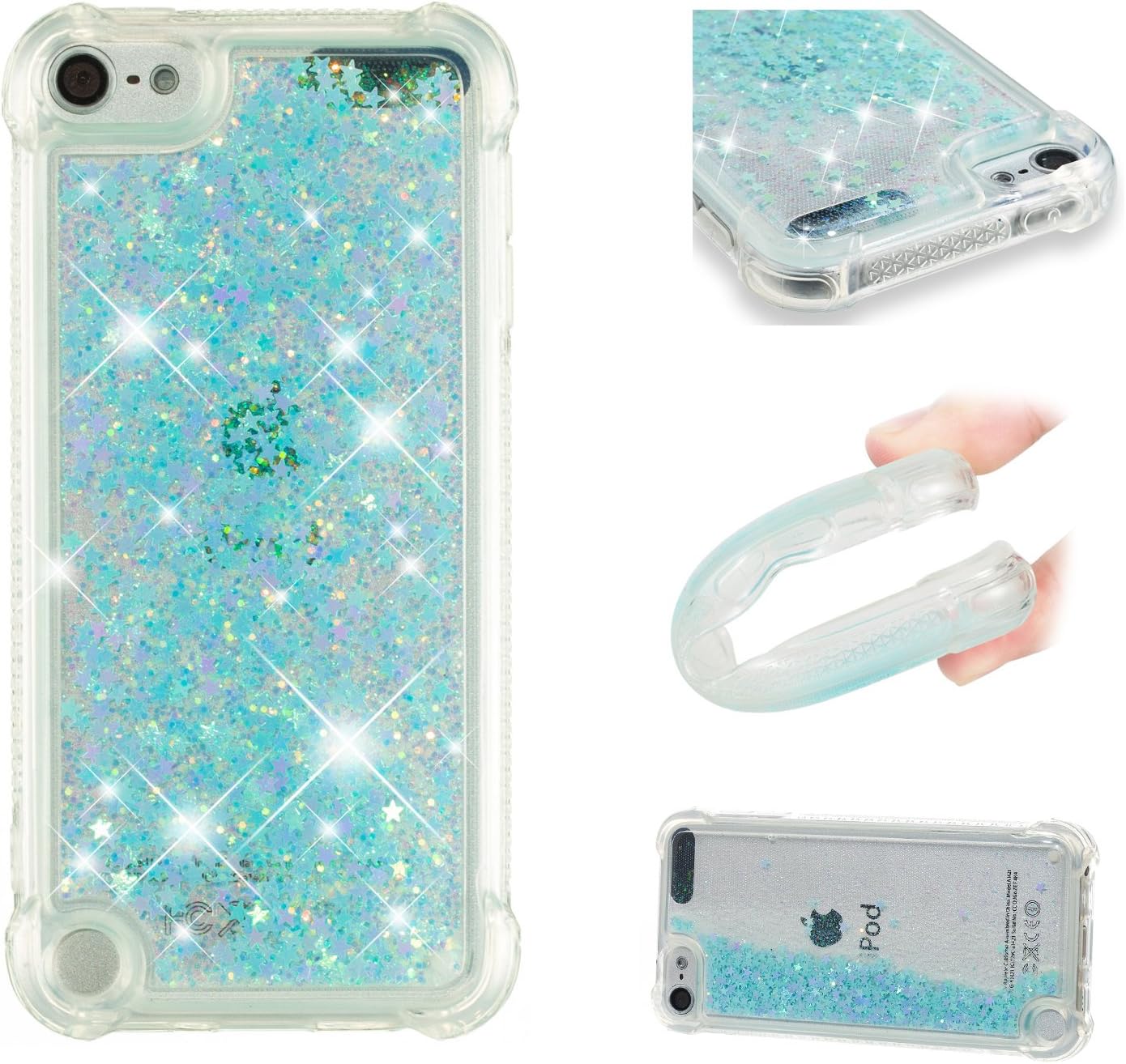iPod Touch 6 Case,Valenth Funny Glitter Shining Flowing Liquid Soft TPU Case for iPod Touch 5/6