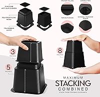 Vista 3 de Utopia Bedding - Elevadores de cama ajustables de 3, 5, 8 pulgadas - Juego de 4 elevadores de muebles resistentes para camas, sofá y escritorio