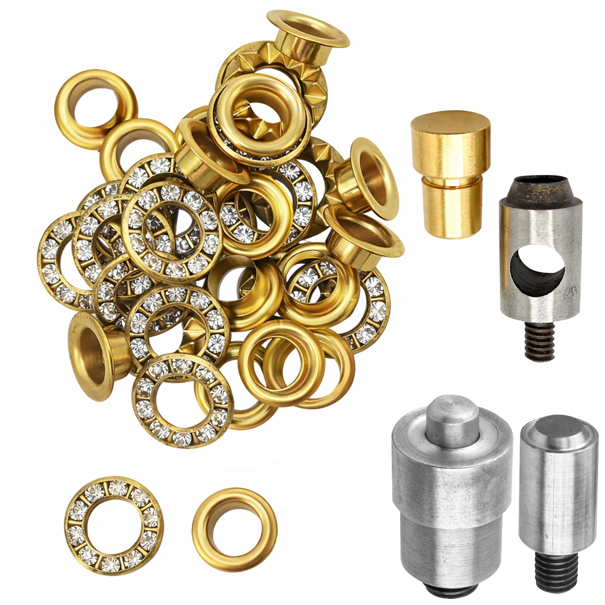 Œillets en strass dorés 6 mm de finition haut de gamme pour l'art de la maroquinerie fine