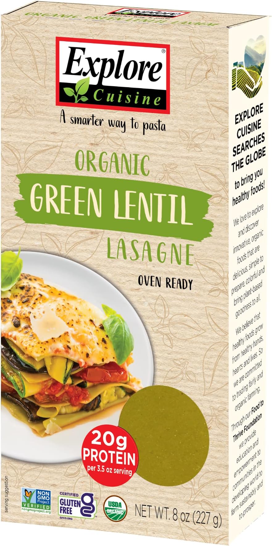 Explore Cuisine Organic Green Lentil Lasagne, 8 oz