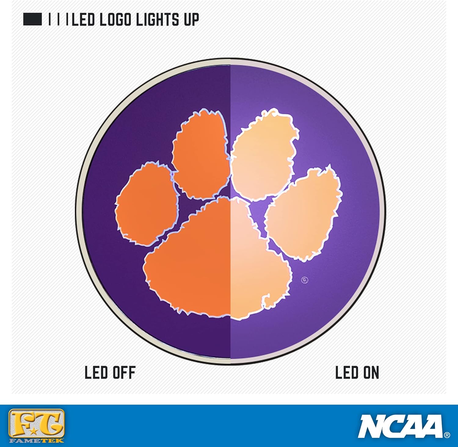 Clemson University Wireless Charger with Illuminated Tigers Logo & Built-in Power Bank for Wired and Wireless Charging -Officially Licensed Collegiate - 100% Portable Wireless Phone Charger