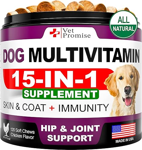 Multivitamínico masticable con glucosamina - Vitaminas y suplementos para perros - Multivitamínico para adultos mayores y cachorros para perros -