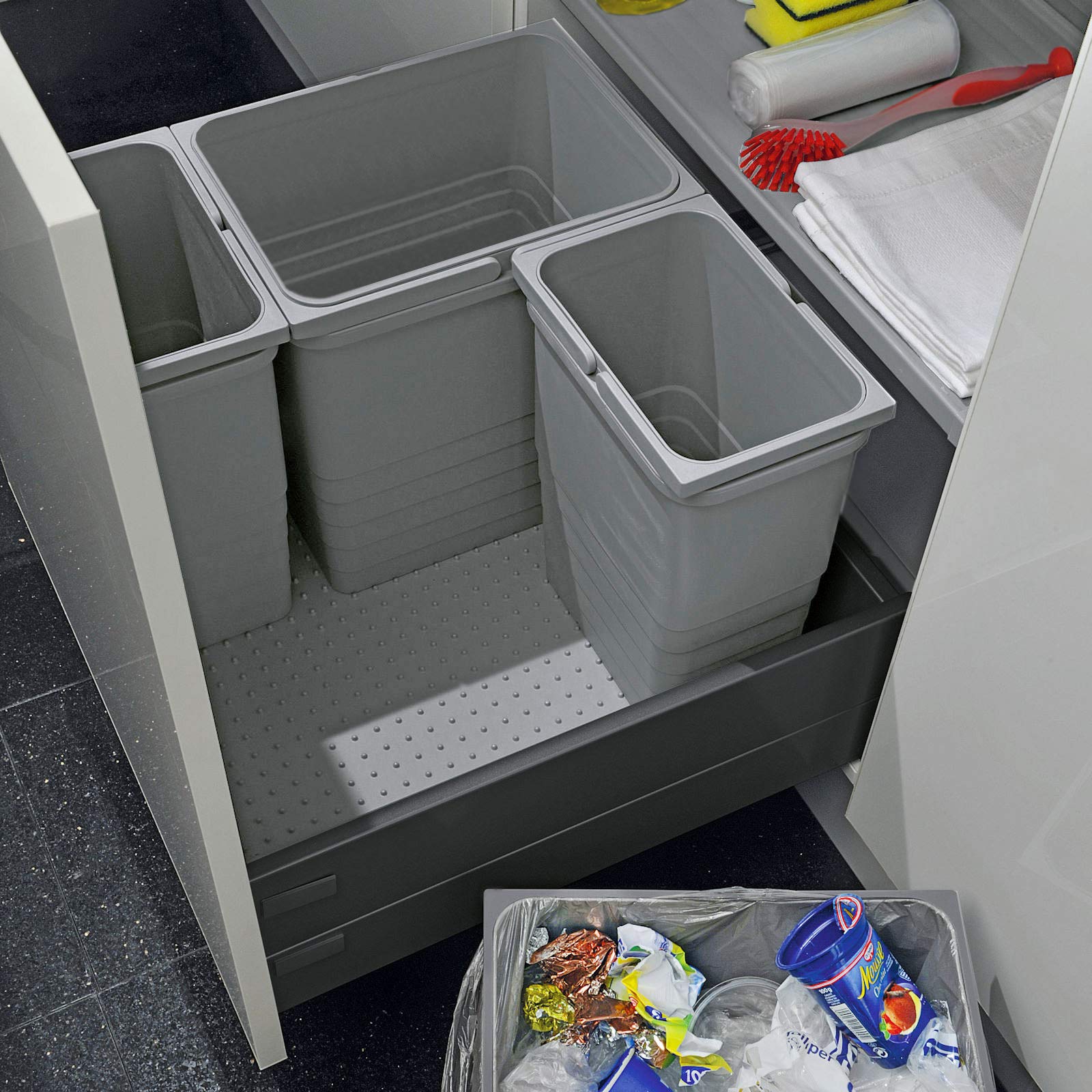 SO-TECH® eins2vier Poubelle Seau à Ordures Corbeille à Déchets Tri des Déchets 5175.10