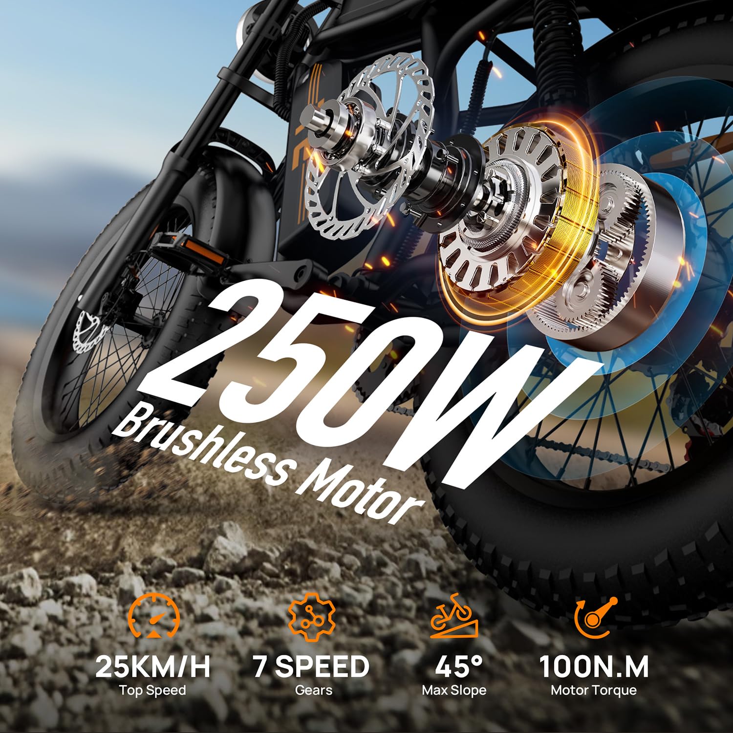 URLIFE 20" x 4 Bicicleta Eléctrica para Adultos, E-Bike de Montaña con Batería Extraíble 48V 15.6Ah, Autonomía 120km, LCD Pantalla, 7 Velocidades, Todo Terreno con Suspensión Completa