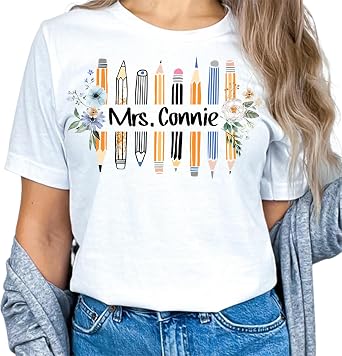 Personalized Teacher Shirt with Name, Custom Back to School Alphabet Tee, Gift for Preschool Teacher