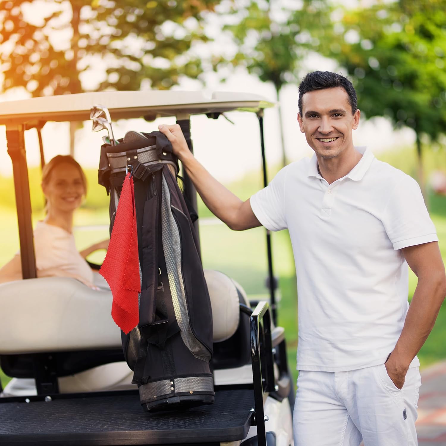 6 Pcs Golf Bag Towels,16" X 16",Microfiber Waffle Pattern for Golf Bags Towel for Men Women,Fishing Essentials Gifts with Carabiner Clip,Dish Cloth,Kitchen Clean Towels - Image 4