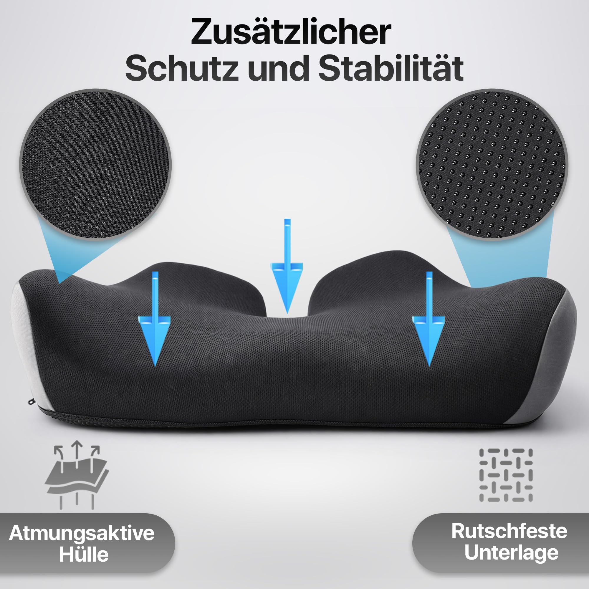 Orthopädisches Sitzkissen Steißbein Memory Foam für Bürostuhl & Auto