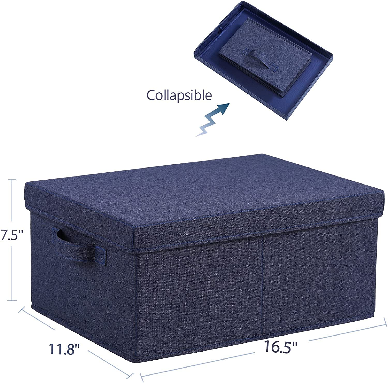 Contenitori Pieghevoli In Tessuto Lino Con Coperchio - 2 Pezzi, 45x30x30 Cm, Con Maniglie, Impilabili, Per Camera E Ufficio - 2