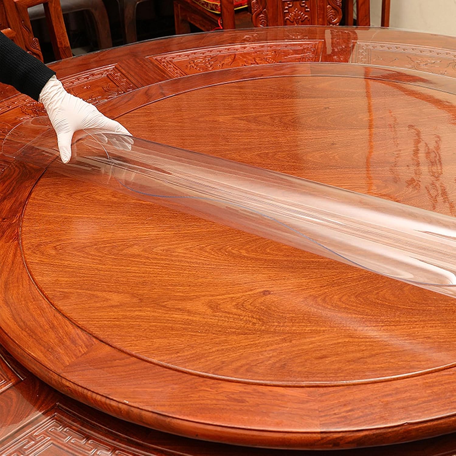 Nappe Ronde Transparente, Nappe Ronde Nappe En Verre Souple PVC, Bureau 2mm Et Tapis Anti-dérapant De Bureau, Meuble De Protection, Personnalisable/ Transparent / 130cm