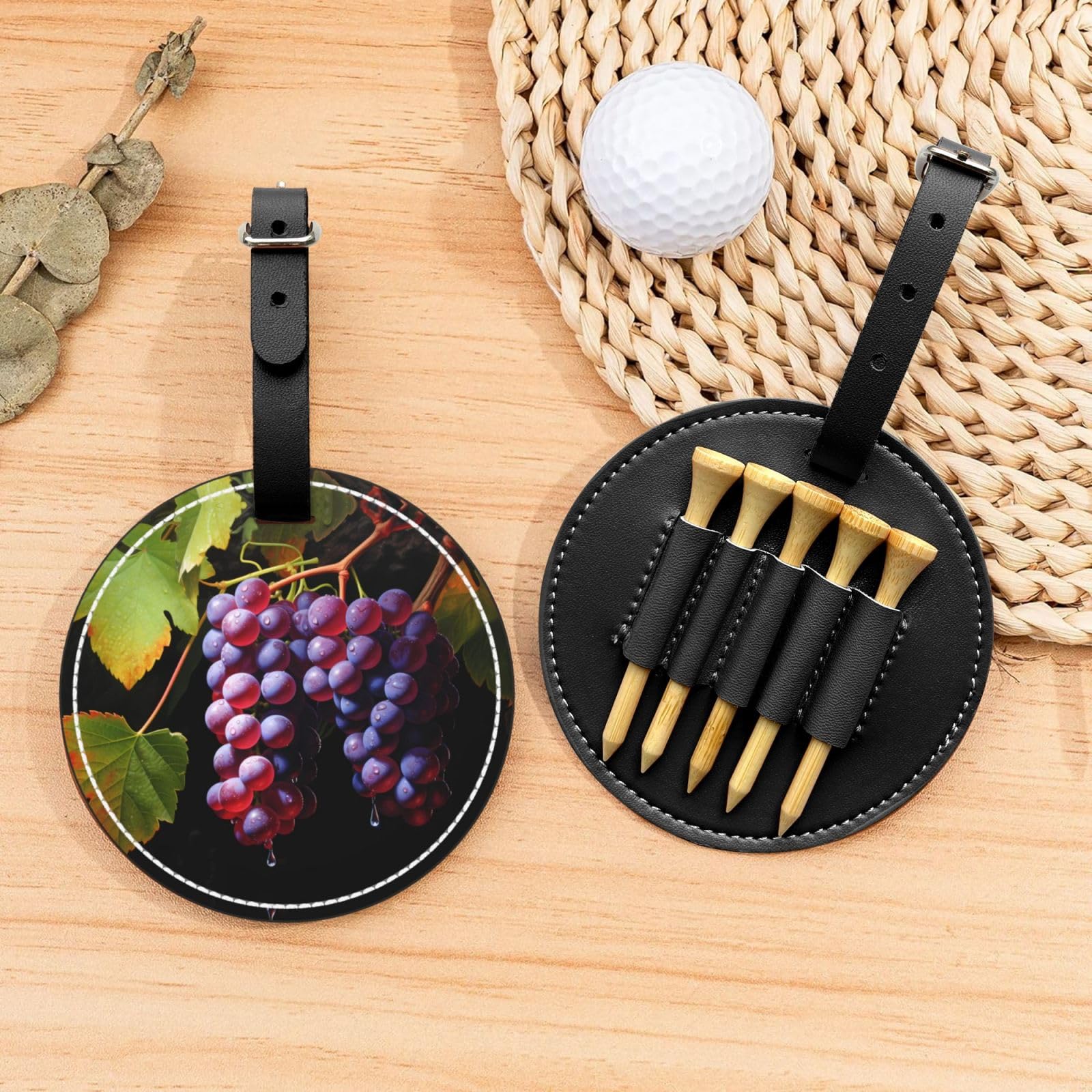 Fresh Grapes Black Golf tee Storage Bag - Durable and wear-Resistant Golf Accessories