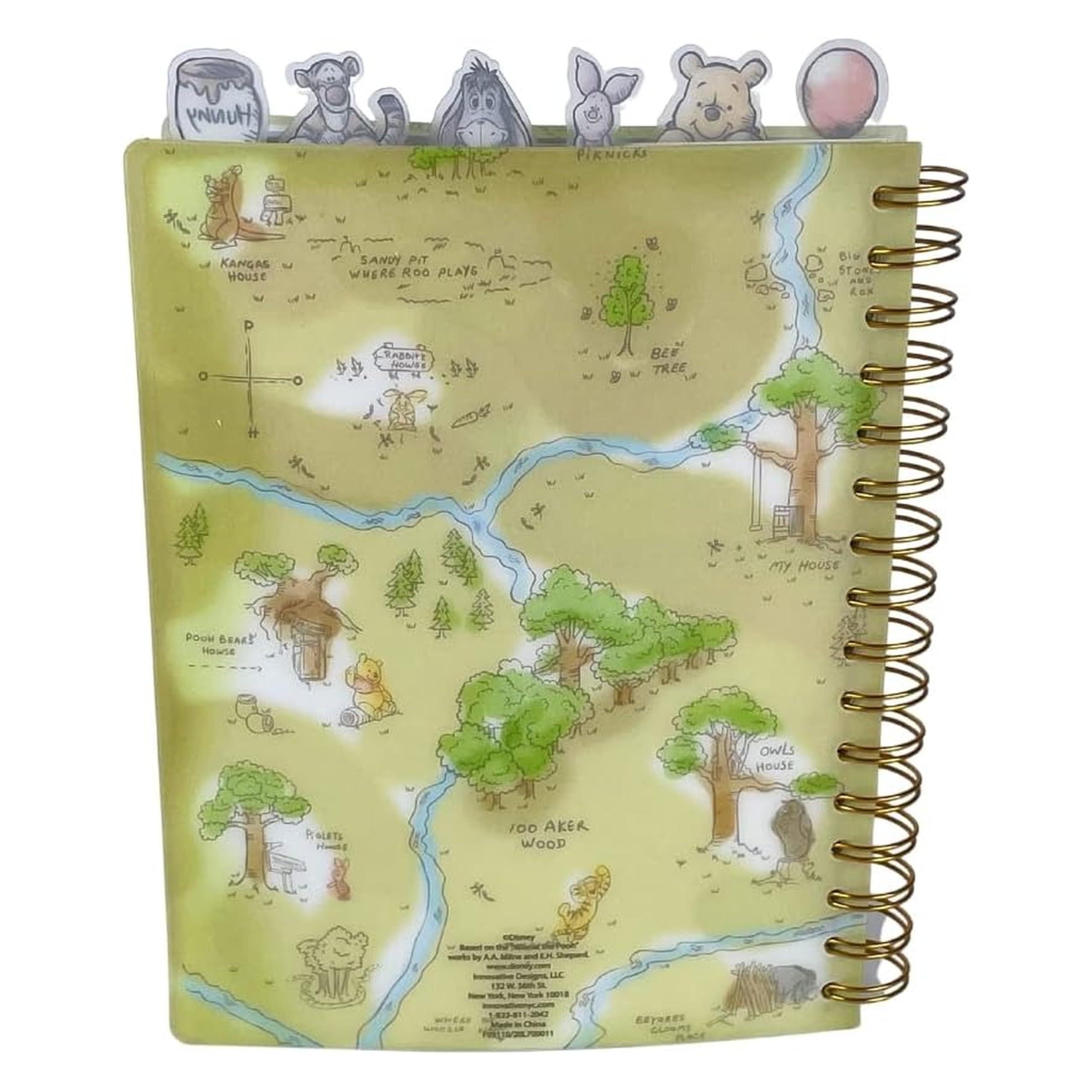 Innovative Designs Disney Winnie the Pooh Tab Journal Notizbuch, Spiralbindung, 144 linierte Seiten, 20,3 x 17,8 cm