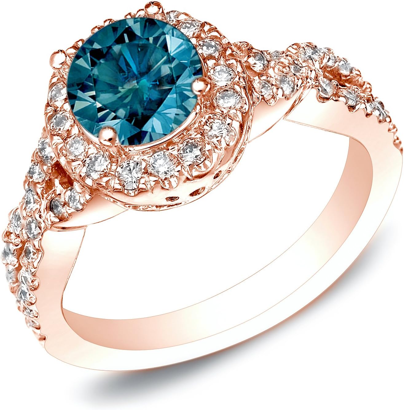 Diamond Wish 14k Gold Braided Twist Halo Blue Diamond Engagement Ring (1cttw, Blue, H-I, I1-I2) Size 4-9