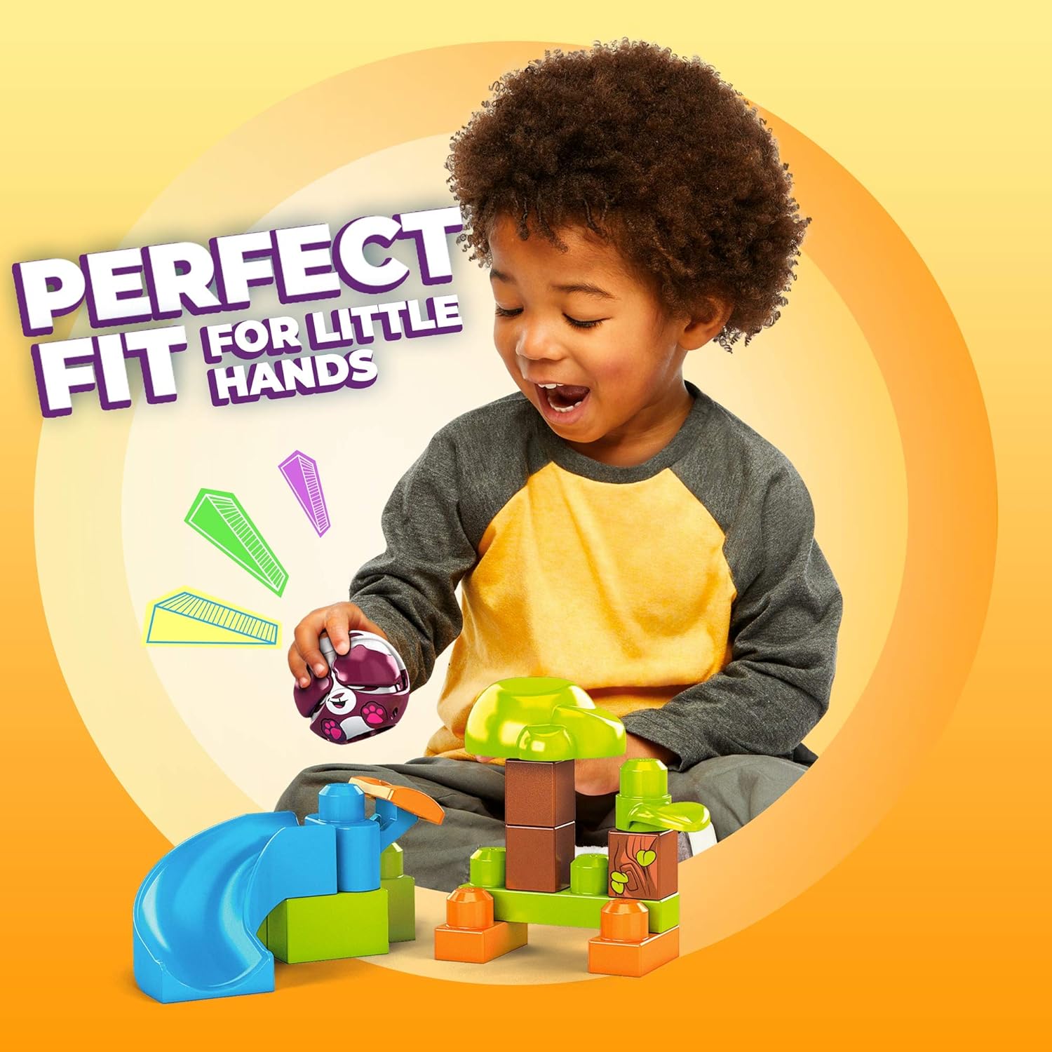 Mega Bloks Peek A Blocks Panda Slide with Big Building Blocks, Building Toys for Toddlers (14 Pieces)