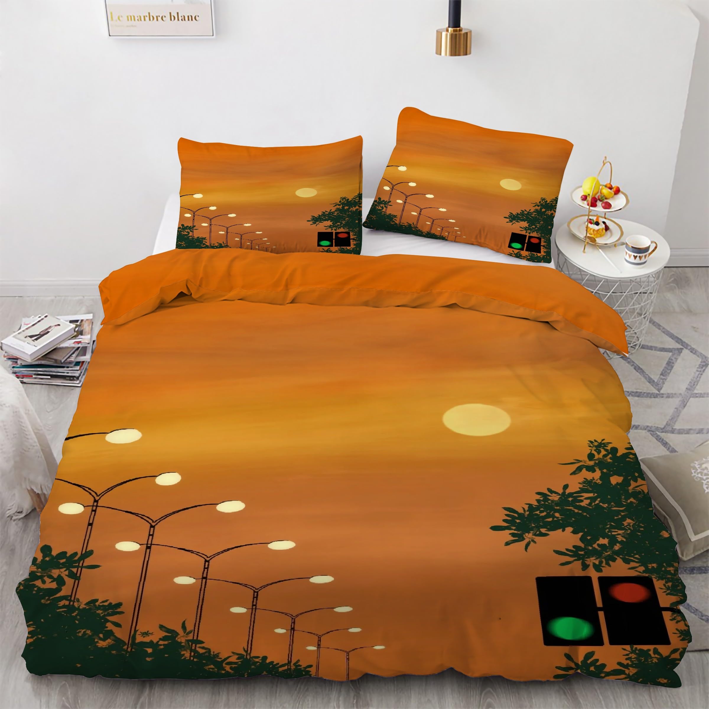Housse couette en microfibre douce 90x190 avec fermeture éclair pratique motif Lune