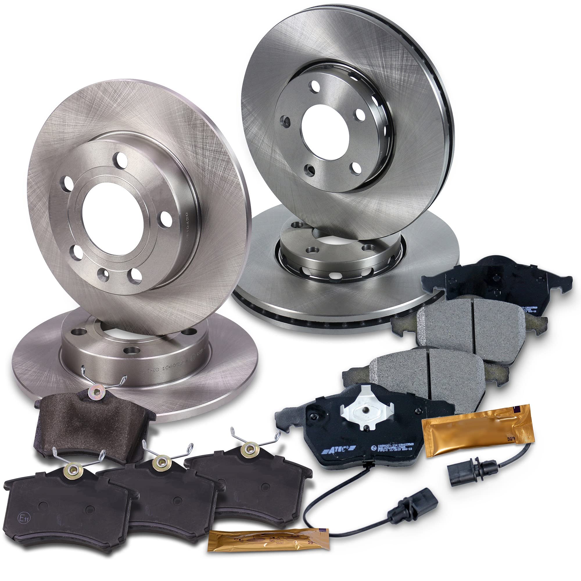 BESTPRICE Juego de frenos incl. discos de freno delanteros Ø 288 mm + traseros Ø 245 mm + pastillas de freno delanteras y traseras, compatible con AUDI A4 B6 (8E2), A4 B6 Avant (8E5)