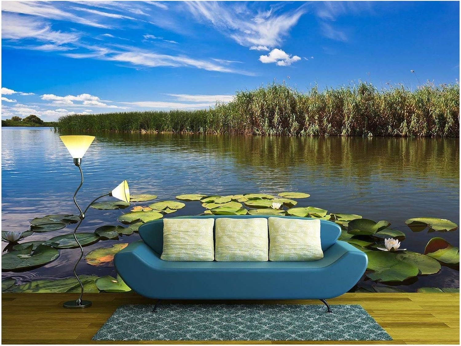wall26 - a Beautiful Lake in Danube Delta, Romani - Removable Wall Mural | Self-Adhesive Large Wallpaper - 66x96 inches