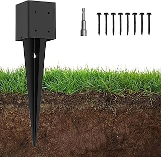 1 Pack 4x4 Fence Post Anchor Ground Spike – Heavy Duty 32" Metal Post Base (Fit 3.6"x3.6") Black Powder-Coated for Mailbox, Deck, Fence, Railing