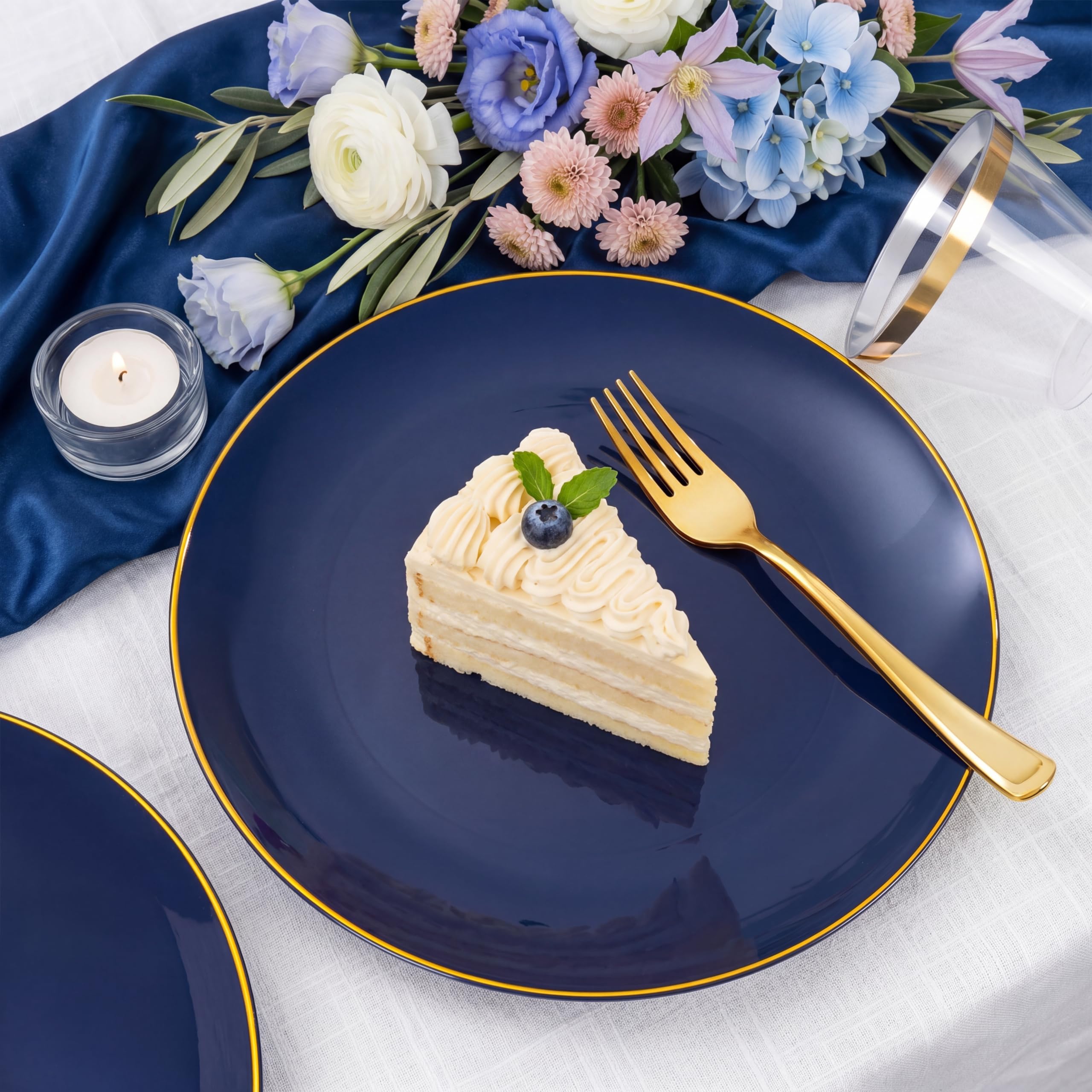 Blue Plastic Plates - 350 Piece Party Set -4