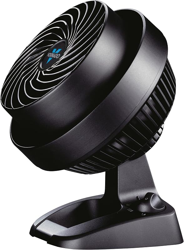 530 Compact Air Circulator Fan, 3-Speed Manual Control, Adjustable Tilt, Whole Room Cooling, Black Floor Fan for Bedroom and Office, Vortex Action, 65 ft Range