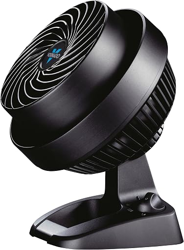 Vornado 530 Compact Air Circulator Fan, 3-Speed Manual Control, Adjustable Tilt, Whole Room Cooling, Black Floor Fan for Bedroom and Office, Vortex Action, 65 ft Range