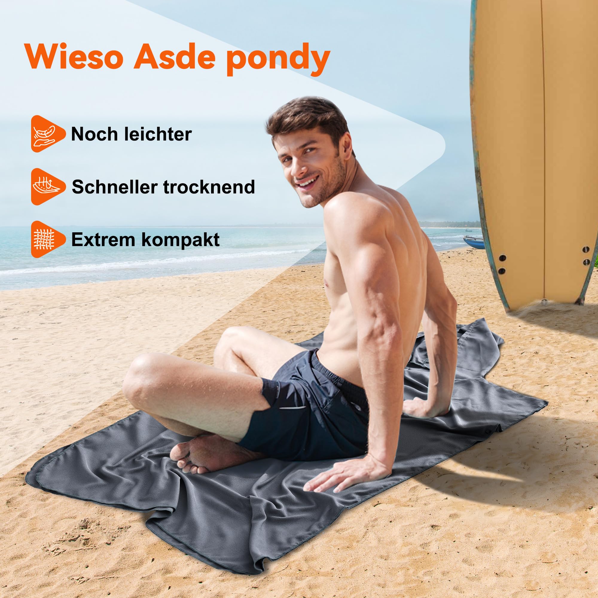 Mikrofaser Badeponcho Damen & Herren, Umziehhilfe & Handtuch zugleich, Schnelltrocknendes Surfponcho, Ultraleicht & Kompakt – Ideal für Strand, Reisen, Surfen, Camping, Schwimmen & Sauna