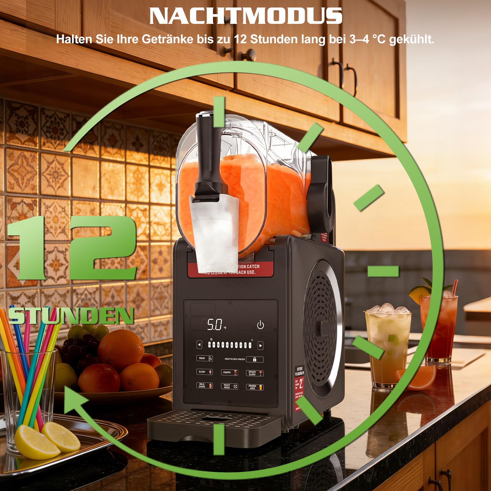 Slush Maschine selbstreinigend 2L 5 Programme Turbo-Freeze 12h Haltefunktion