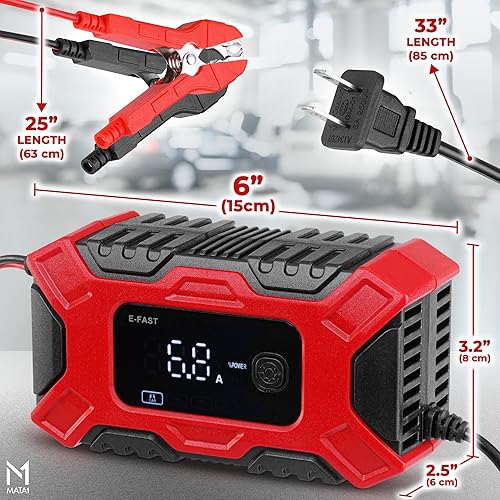Miniatura 7 de Mata1 - Cargador de batería de automóvil de Estados Unidos (12 V6 A), cargador inteligente para goteo automotriz con 4 modos de carga, desulfatador