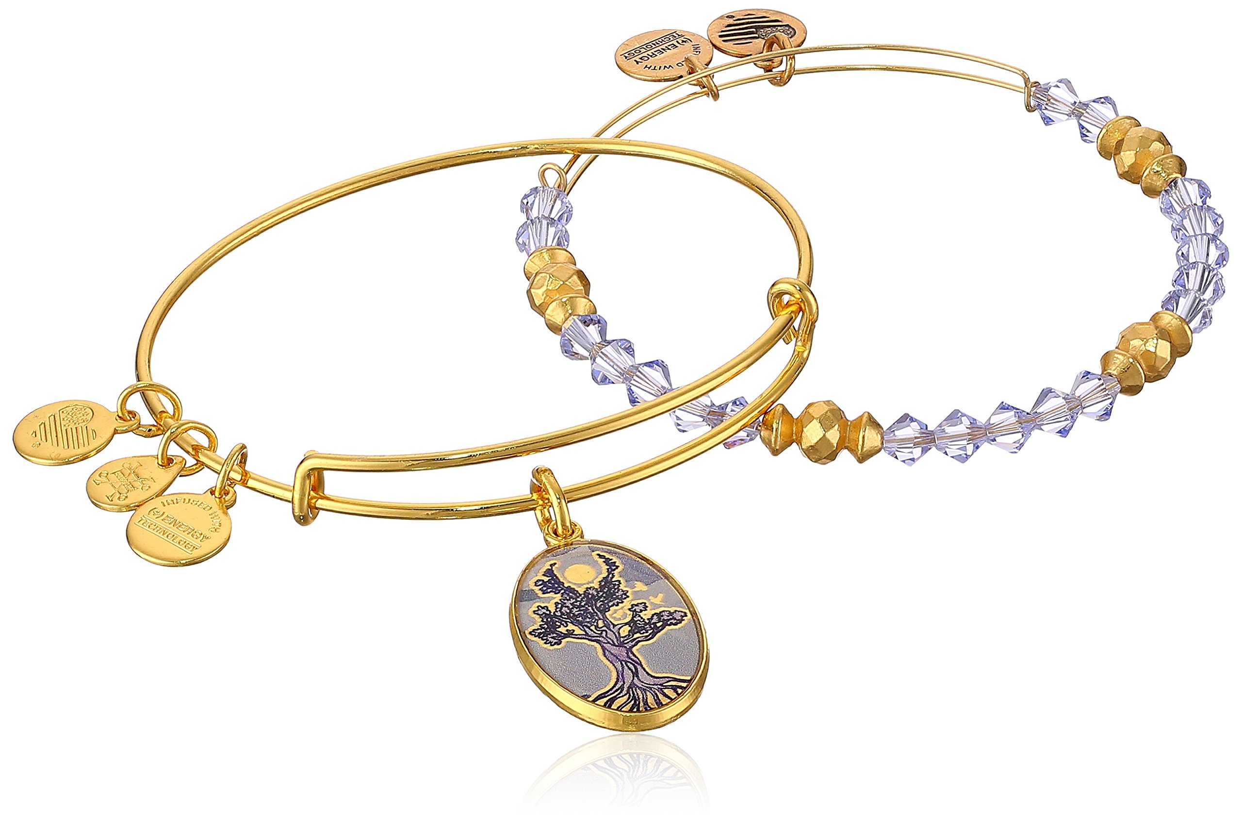 Alex and Ani Women's Art Infusion Set Tree of Life Bangle Bracelet, Shiny Gold, Expandable