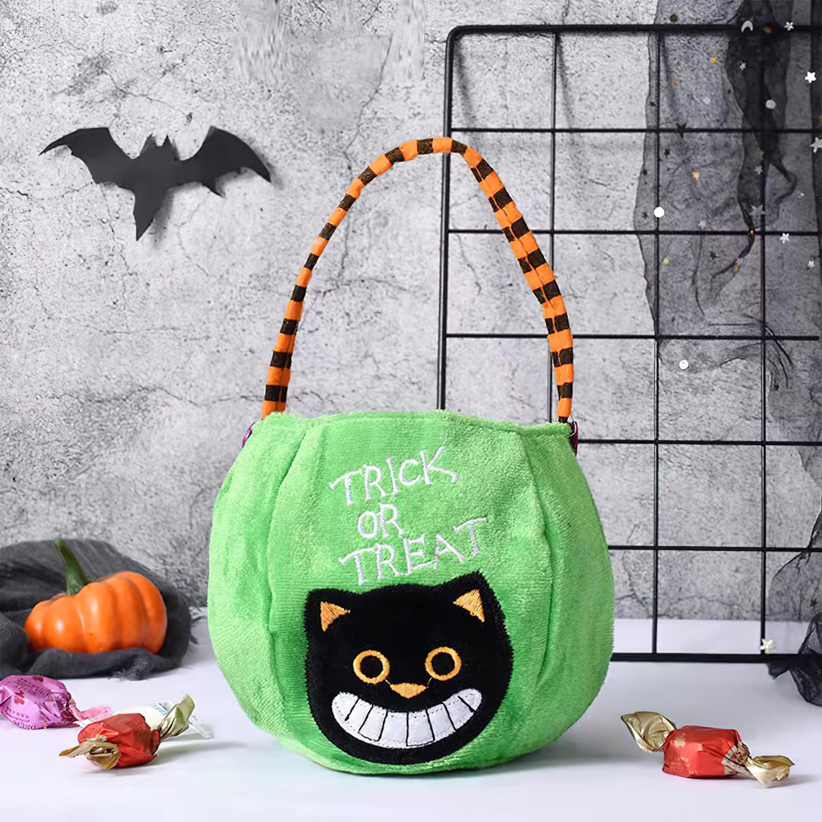 Halloween-Geschenktüten Mit Kürbismuster – 24 Stück, Transparent, Mit Griff – Für Süßigkeiten & Partydeko