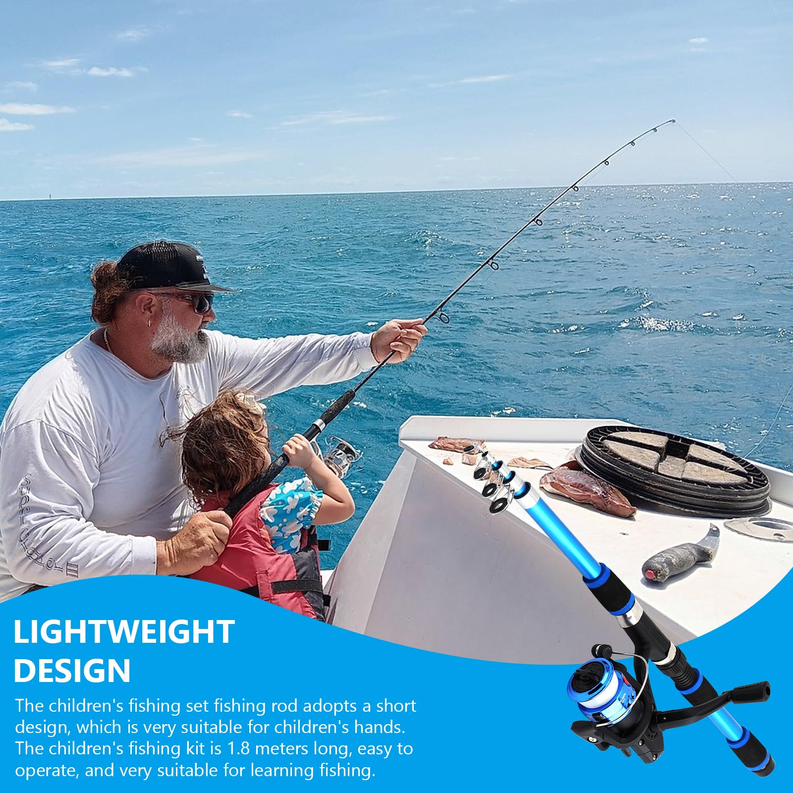 Kit De Pêche pour Enfants, Canne À Pêche Et Moulinet pour Enfants, Kit De Démarrage pour Enfants 2,1 M avec Moulinet Et Leurres, Canne À Pêche Télescopique, Kit De Canne À Pêche pour Enfants