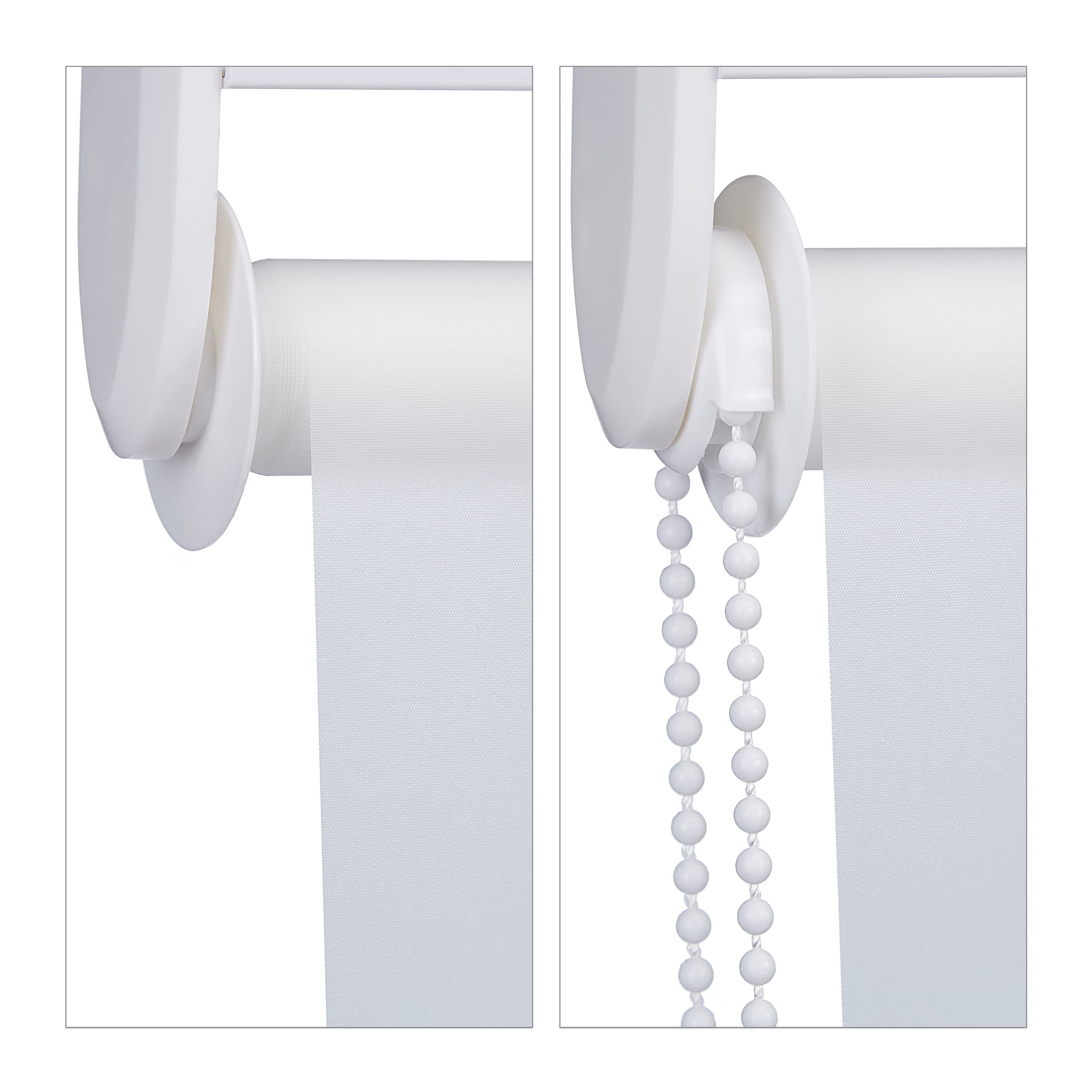 Relaxdays Cortina Enrollable Ducha, Estor con Cadena, Repelente Agua, Instalación Techo o Pared, 120x240 cm, Blanco