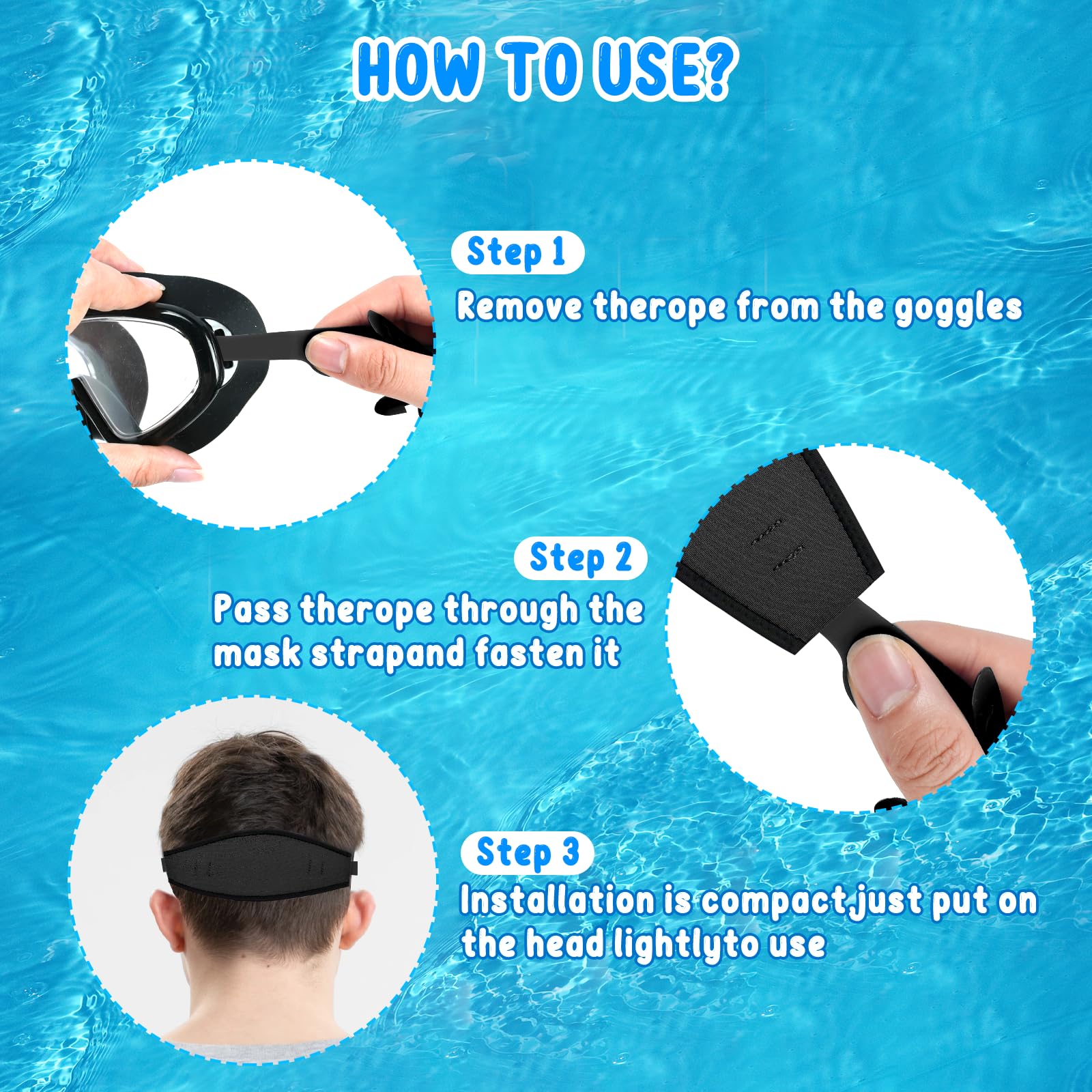 Sangle de Masque Plongée Néoprène 3PCS pour Snorkeling Sous-Marine