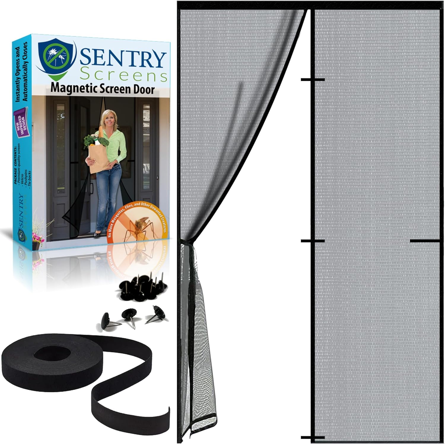 Fiberglass Mesh Screen Door Heavy Duty SelfClosing Hanging