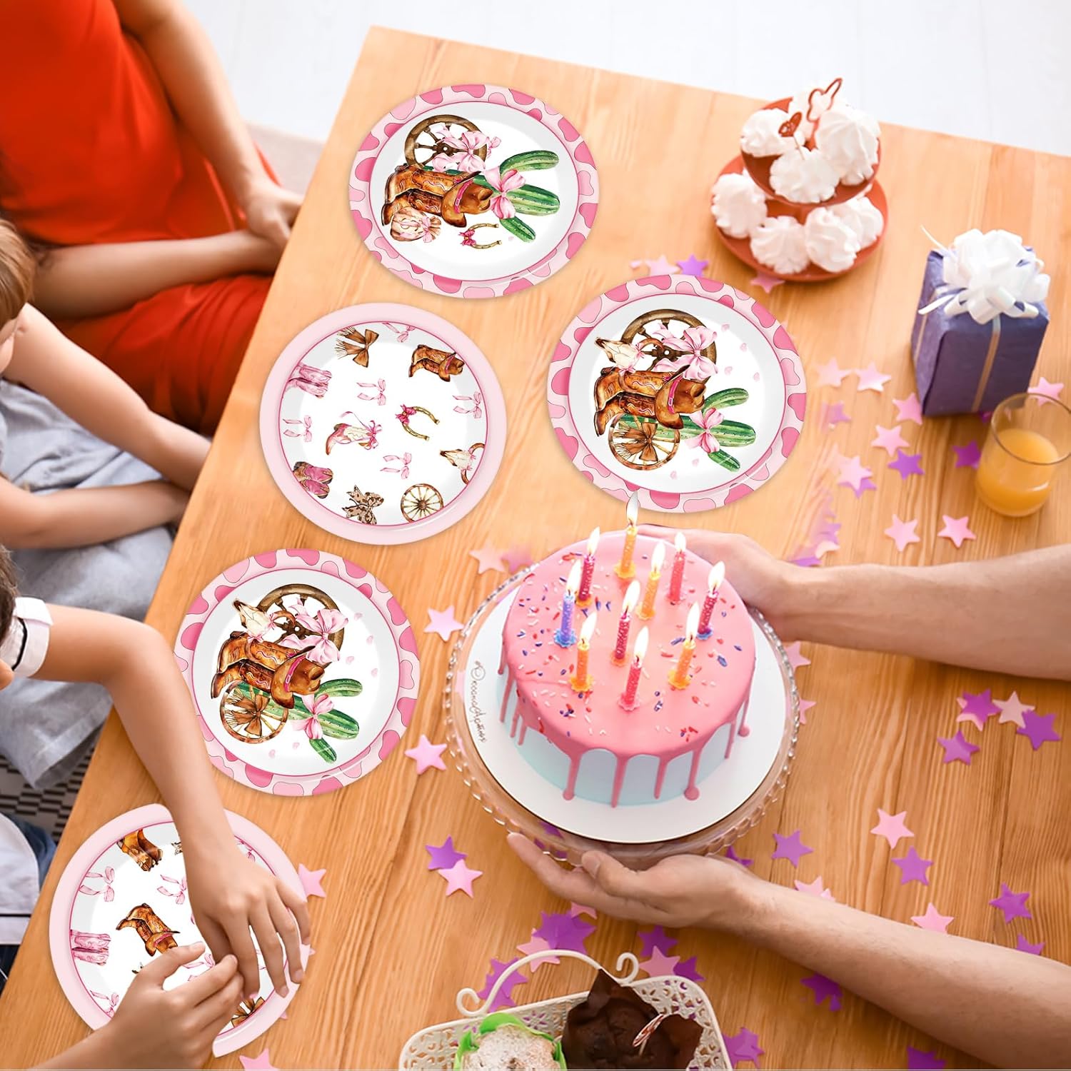 48 Pcs Cowgirls Birthday Party Decorations Coquette Boots and Bows Plates Pink Bow Paper Plate Western Rodeo Tableware Set Bachelorette Party Disposable Plates for Birthday Baby Shower Wedding Decors - Image 7