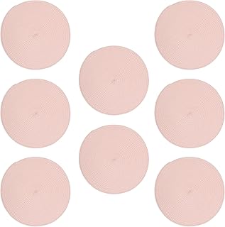 Jogo americano trançado redondo, 8 peças, tapetes de mesa resistentes ao calor, jogo americano redondo para sala de jantar, cozinha, fazenda, restaurante, hotel, café (8 × rosa) - Produto 4 mais recomendado com 5 estrelas