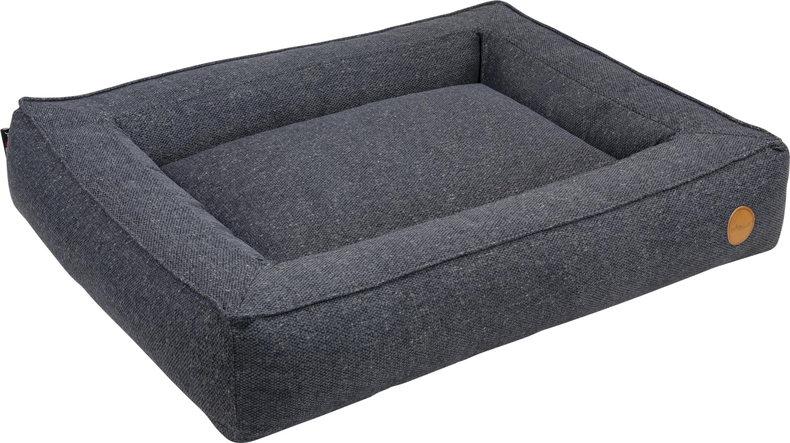 JACK AND VANILLA - Lit Box Orthopédique pour Chien JV Hampton - Panier à Rebords Confortable pour Chien aux Articulations Fragiles - Gris Foncé, M, 80 x 65 cm