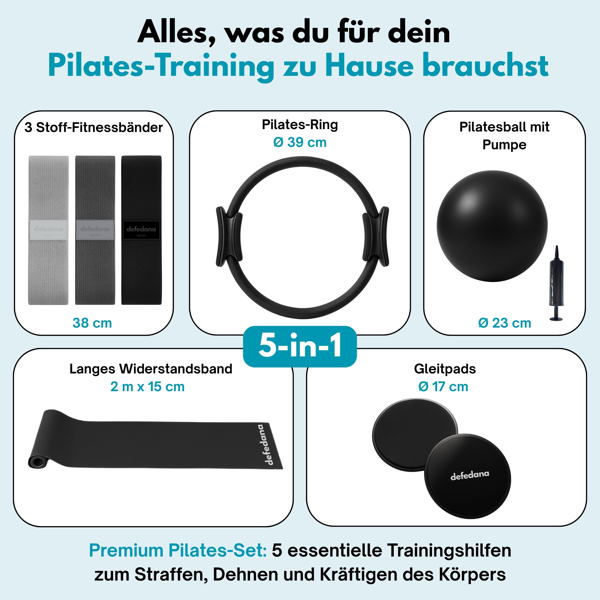 Pilates Set, Pilates Ball, Gymnastikband, Theraband, Terrabänder, Widerstandsbänder, Fitnessbänder - Resistance Bands & Ring, Gleitscheiben, für das Fitnessstudio zu Hause, Workout, Training