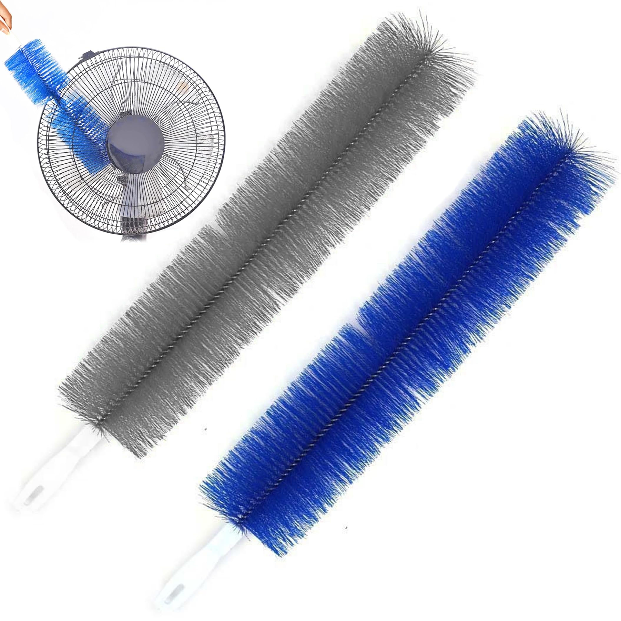 BeVistoso 2PCS Fan Cleaner Bendable Blinds Cleaner Tool – Dust Duster With Dense Bristles For Hard-to-reach Gaps, Blue, Gray, Fan Brush